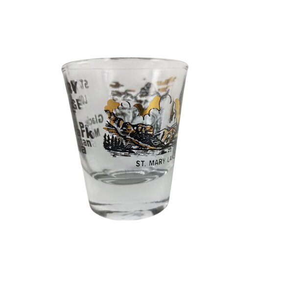 St.Mary Lodge Glacier Park Montana Shot Glass 2-1/4" Vintage - Picture 3 of 6